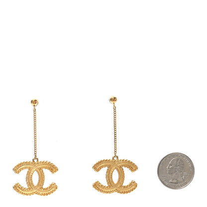 Chanel CC Drop Earrings Matte Gold 2 of 4