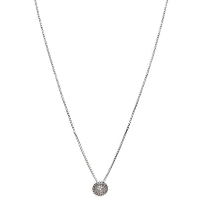 David Yurman Sterling Silver Diamond 9mm Petite Pave Pendant Necklace 1 of 4