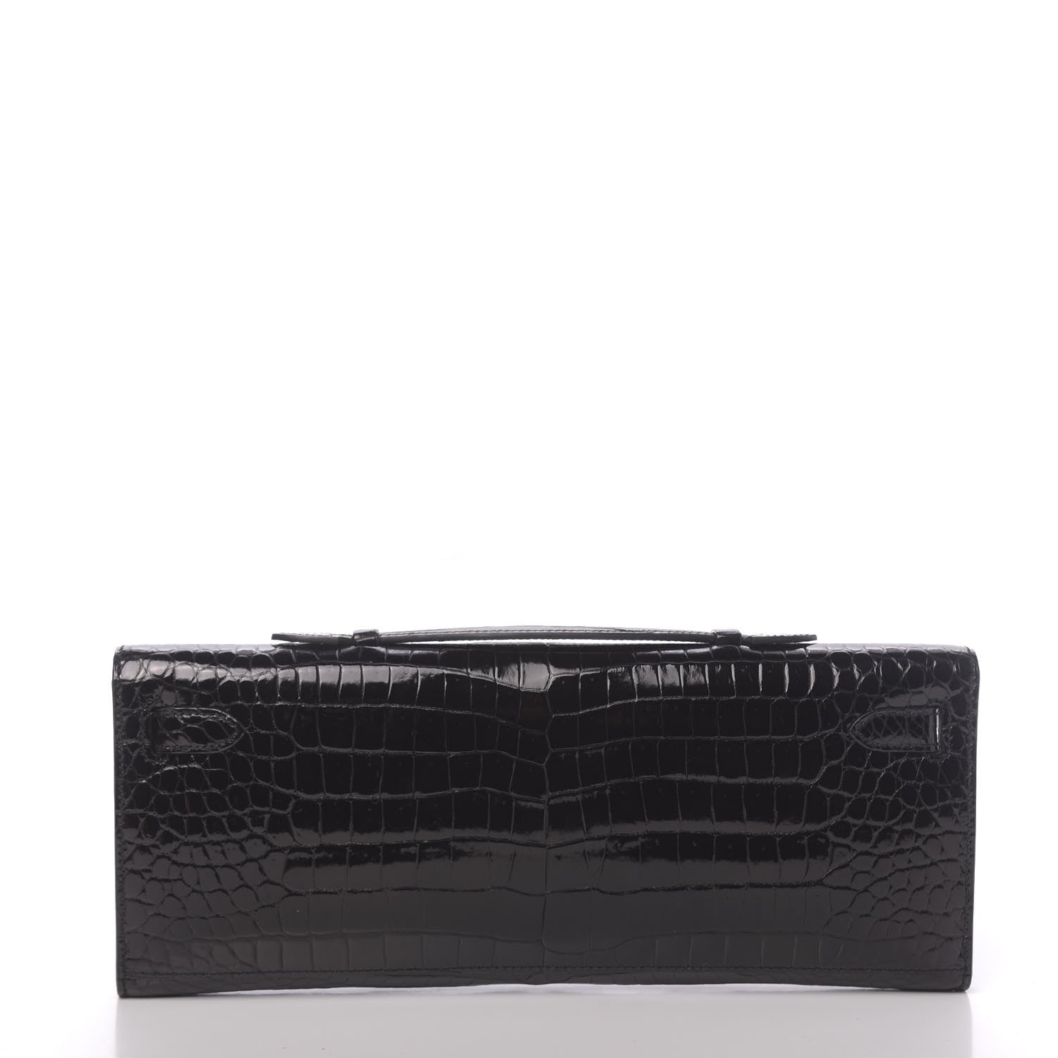 Hermes Shiny Porosus Crocodile Kelly Cut Pochette Black 5 of 31
