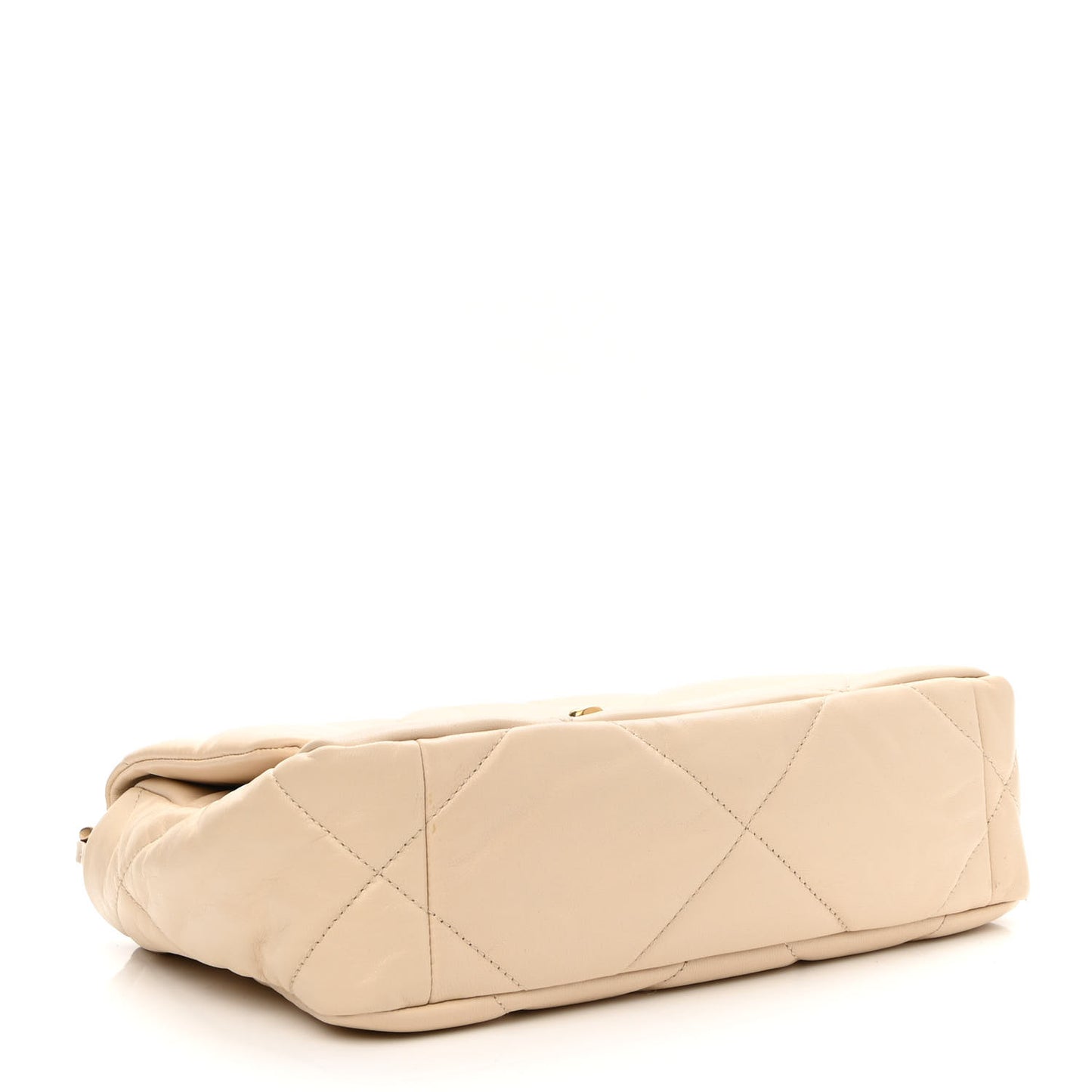 Shiny Goatskin Quilted Medium Chanel 19 Flap Beige