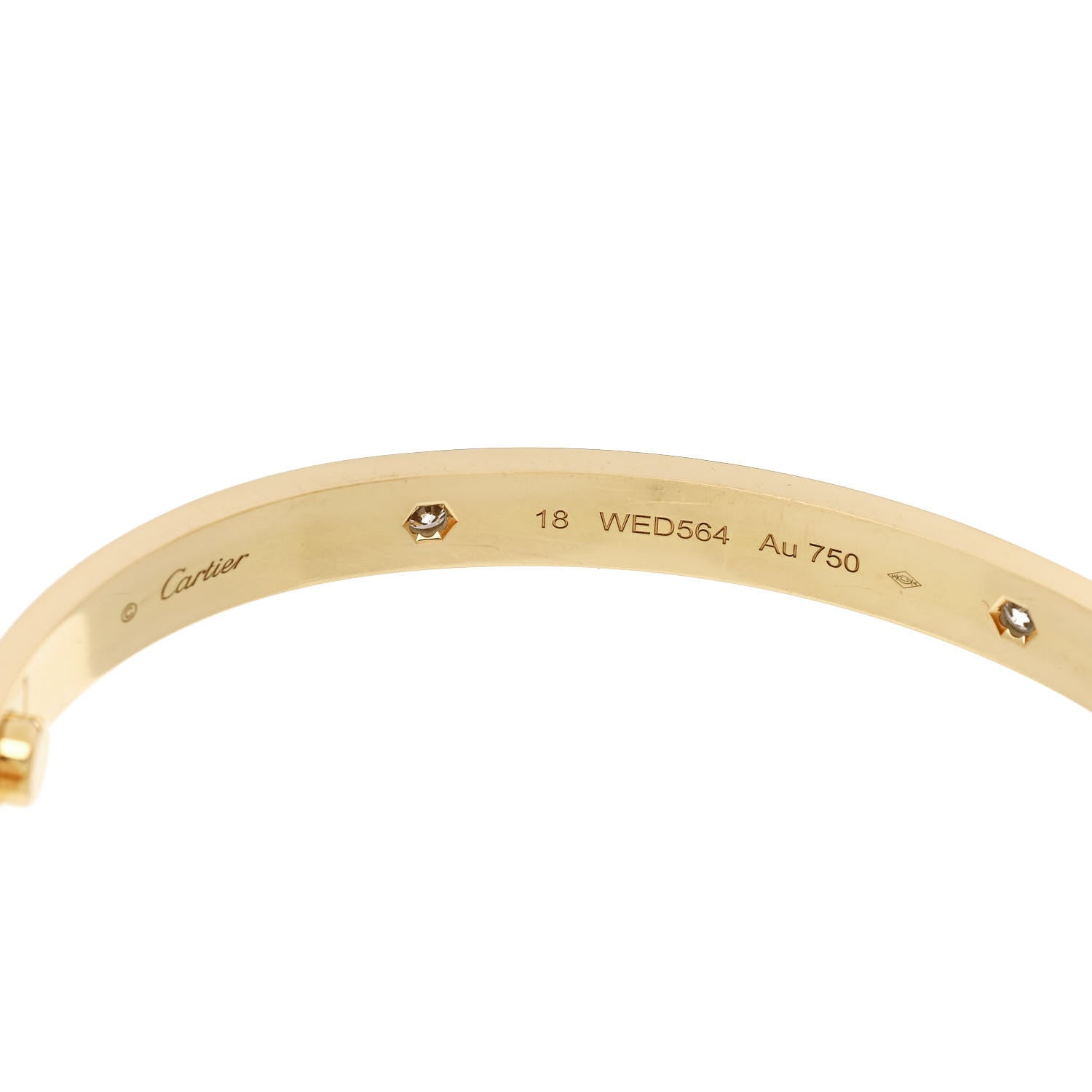 Cartier 18K Yellow Gold 4 Diamond LOVE Bracelet 18 6 of 9