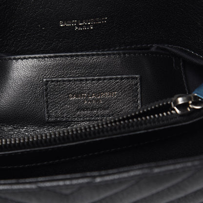 Saint Laurent Sheepskin Matelasse Chevron Monogram Medium College Bag Black 7 of 12