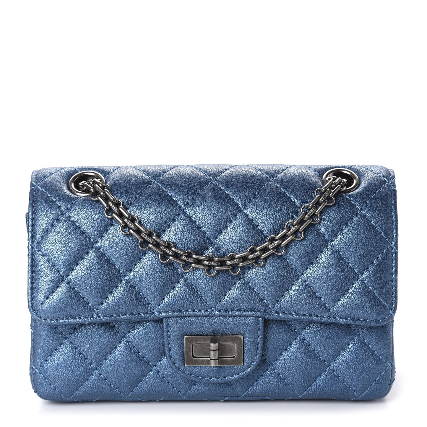 Metallic Sheepskin Quilted 2.55 Reissue Mini Flap Blue