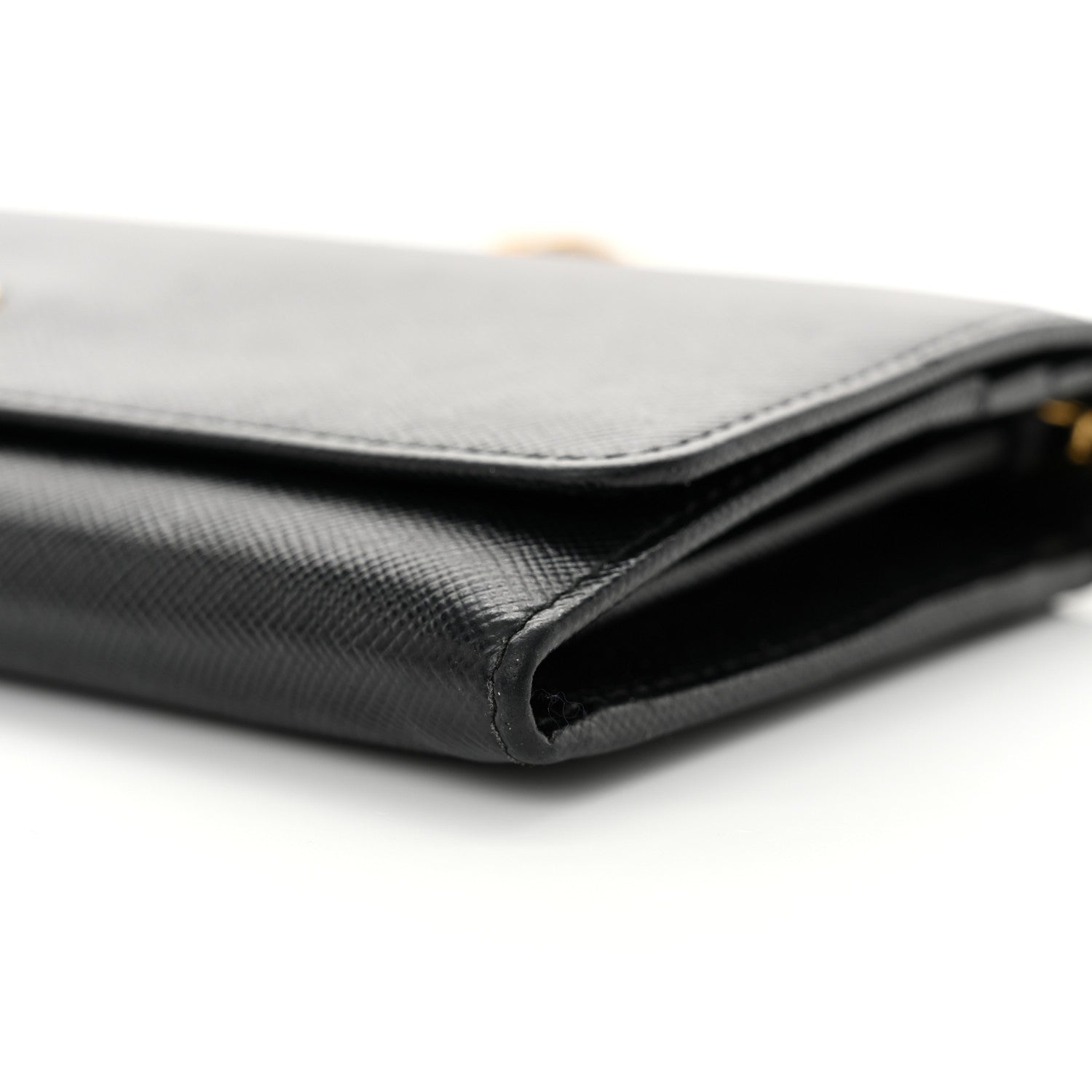Prada Saffiano Metal Oro Chain Wallet Black 9 of 14