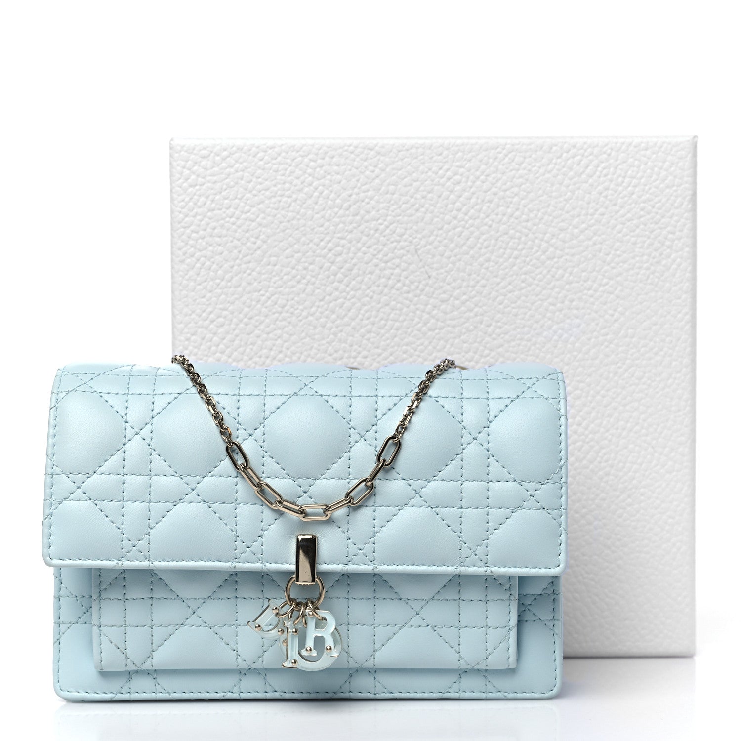 Christian Dior Lambskin Cannage Lady Dior Chain Pouch Light Blue 11 of 11
