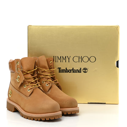 Jimmy Choo X TIMBERLAND Nubuck Glitter Ankle Boots 7.5 Wheat 10 of 10