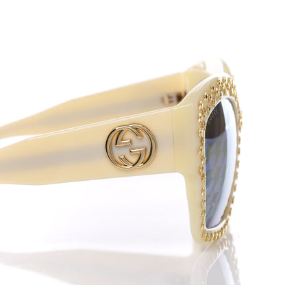 Gucci Square Frame Star Sunglasses GG 3870/S Ivory Gold 5 of 10