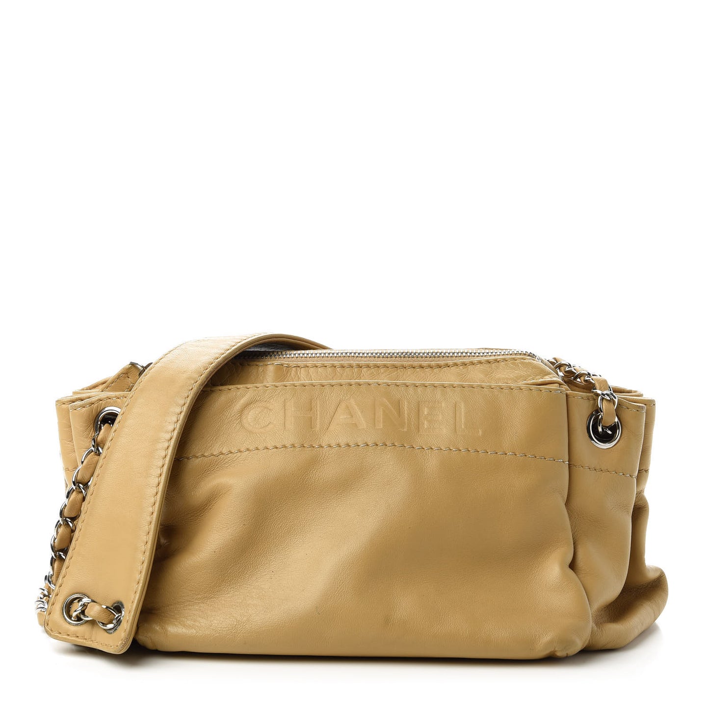 Lambskin Rock and Chic Shoulder Bag Beige