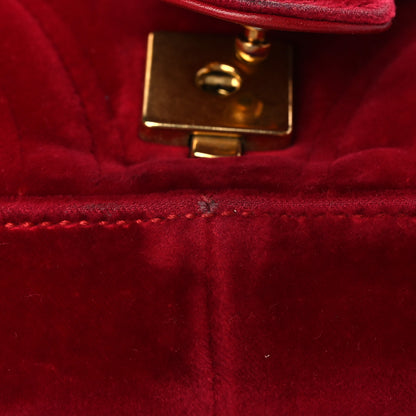 Gucci Velvet Matelasse Mini GG Marmont Shoulder Bag Hibiscus Red 9 of 10