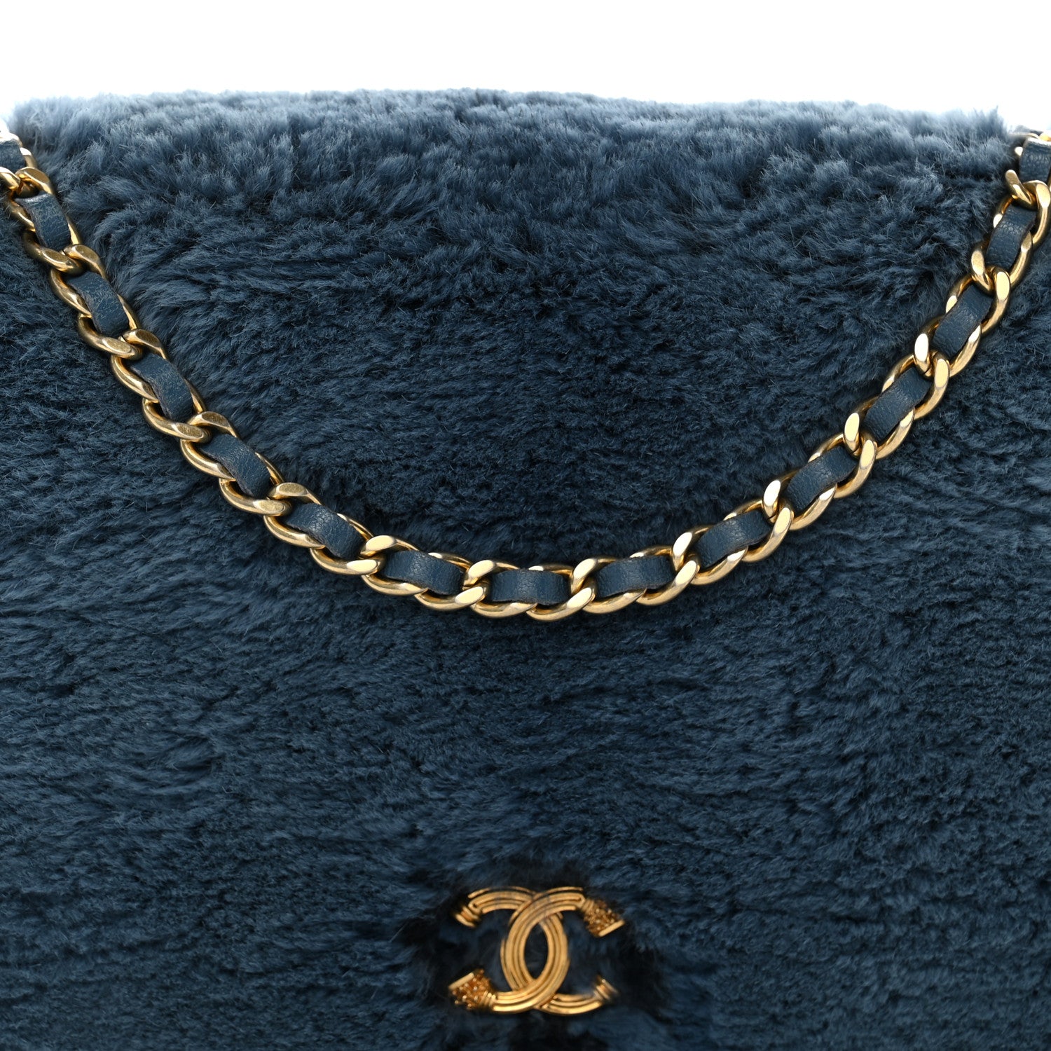 Chanel Rabbit Fur Wallet On Chain WOC Blue 9 of 12