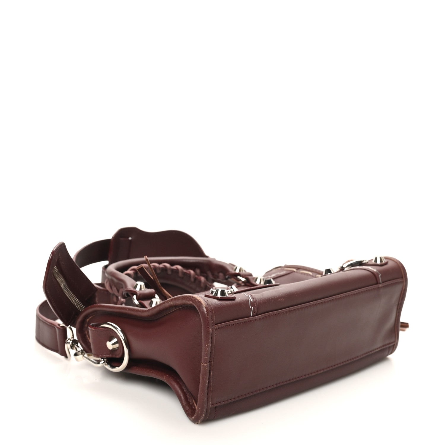 Balenciaga Calfskin Topstitch Classic Silver Hardware Mini City Rouge Lie De Vin 4 of 12