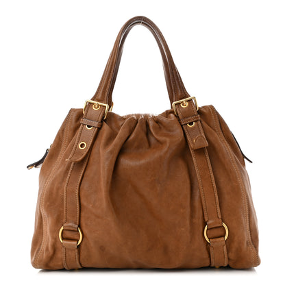 Miu Miu Nappa Frame Shopping Tote Cammello 1 of 13