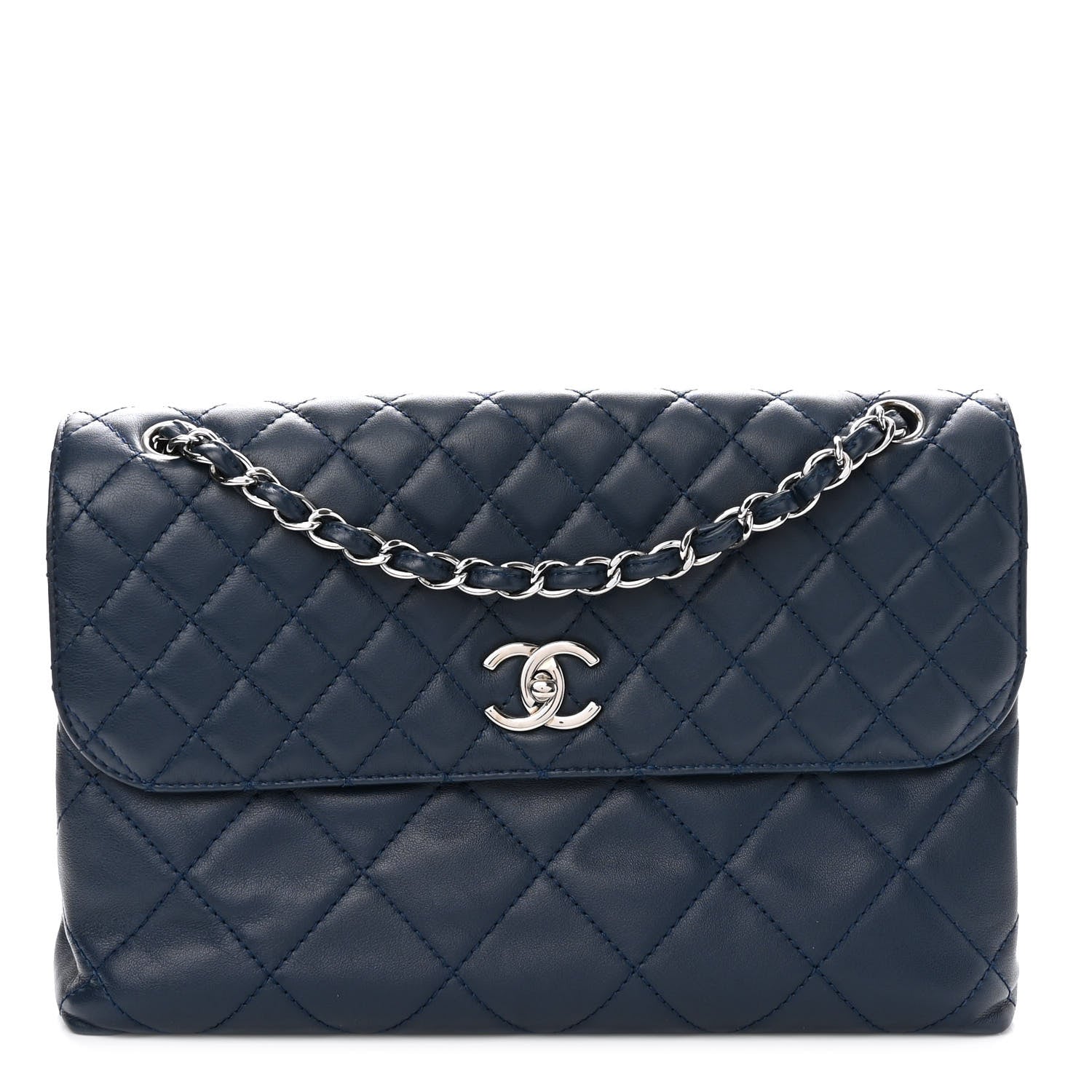 Chanel Calfskin Quilted In the Business Flap Dark Navy Blue 1 of 10