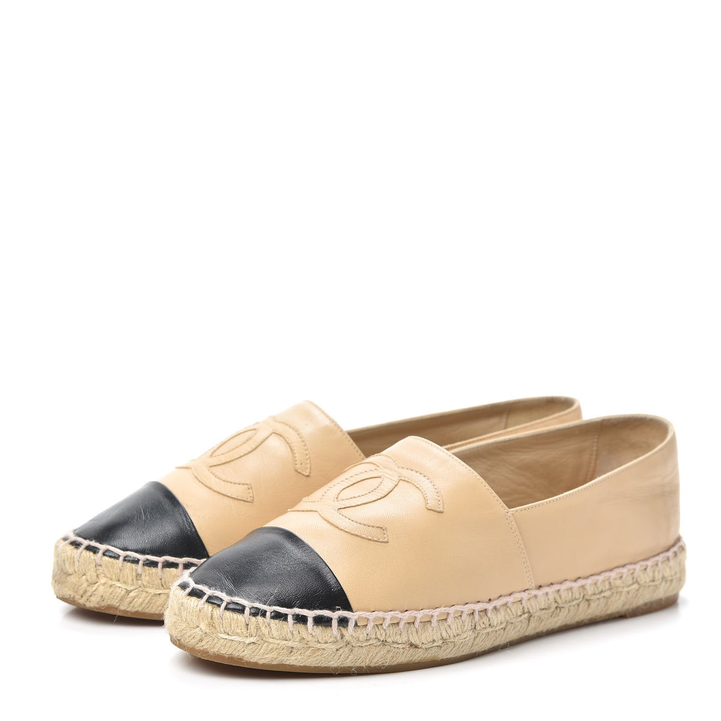 Lambskin CC Espadrilles 37 Beige Black