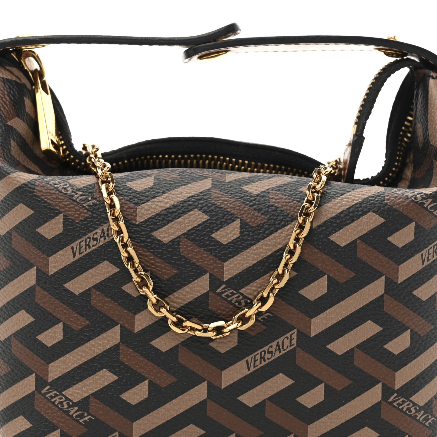 Coated Canvas La Greca Signature Mini Bag Black Carmel