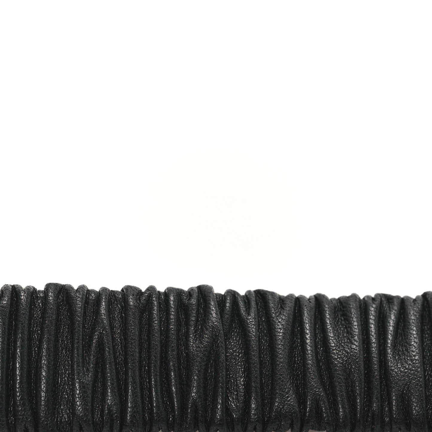 Lambskin Metal Ruched Chain CC Belt 80 32 Black White