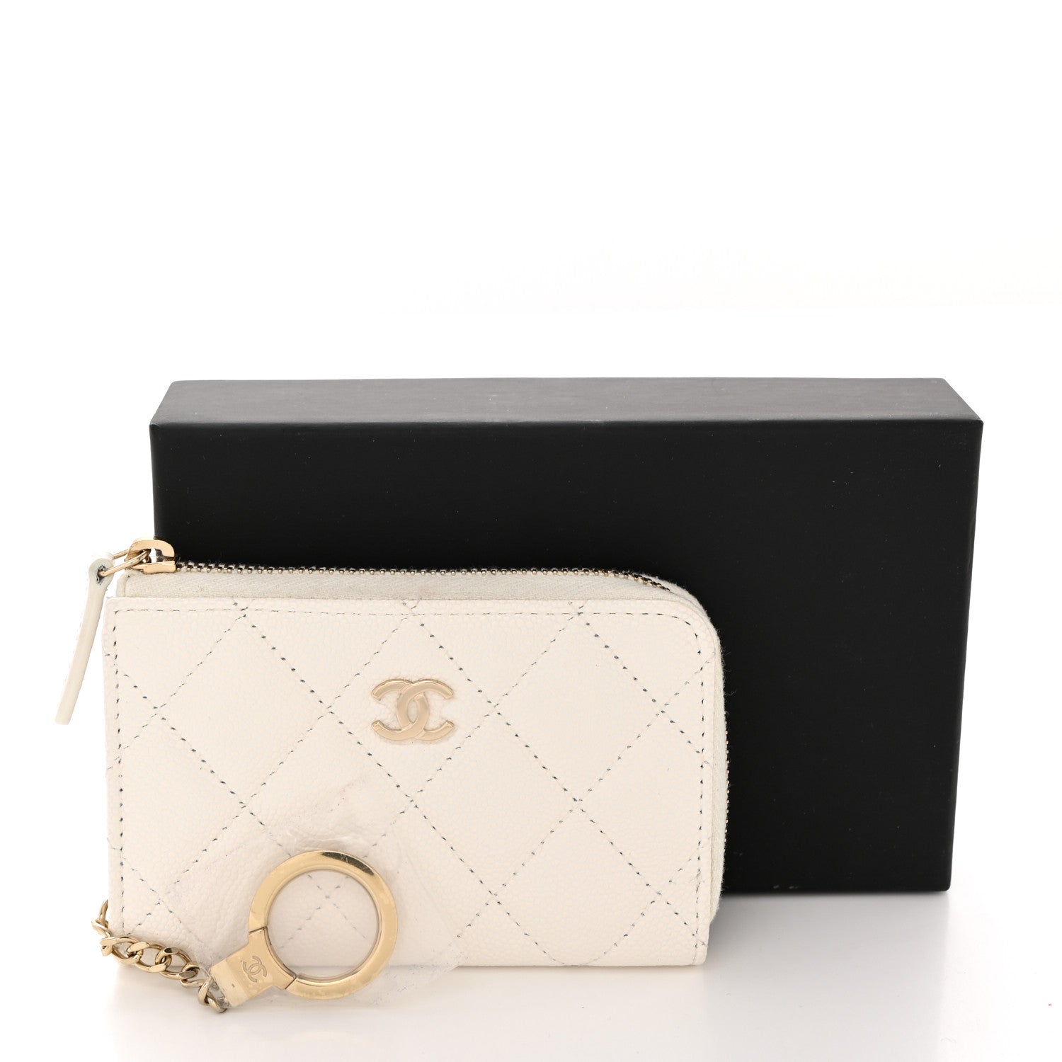 Chanel Caviar Quilted Zipped Key Holder Case White 8 of 8