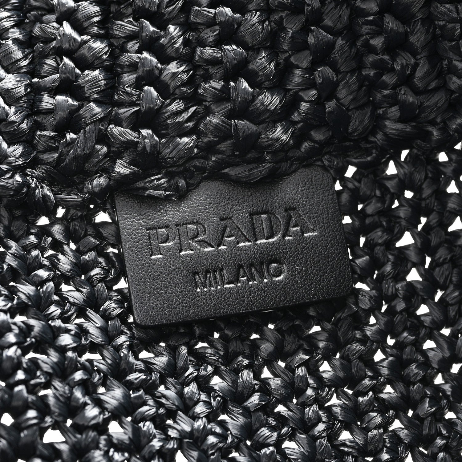 Prada Yarn Raffia Effect Crochet Logo Tote Black 6 of 12