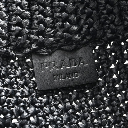 Prada Yarn Raffia Effect Crochet Logo Tote Black 6 of 12