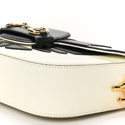 Gucci X ADIDAS Textured Dollar Calfskin Web Small Trefoil Horsebit 1955 Shoulder Bag White 10 of 11