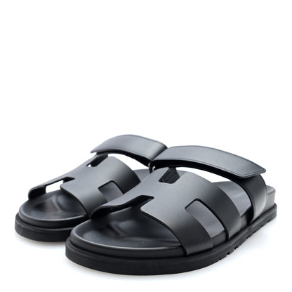 Hermes Calfskin Womens Chypre Sandals 39 Black 2 of 10