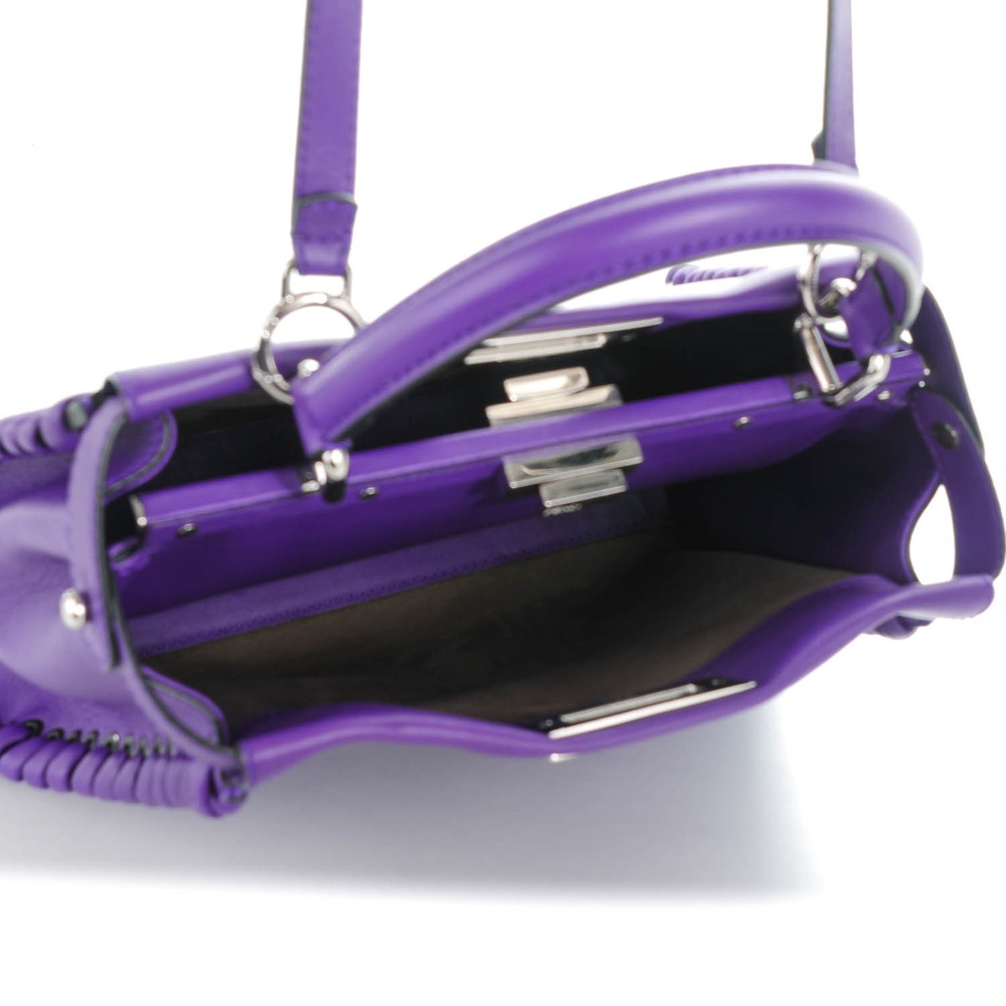 Vitello Seta Lace Up Medium Peekaboo Iconic Satchel Purple Rain