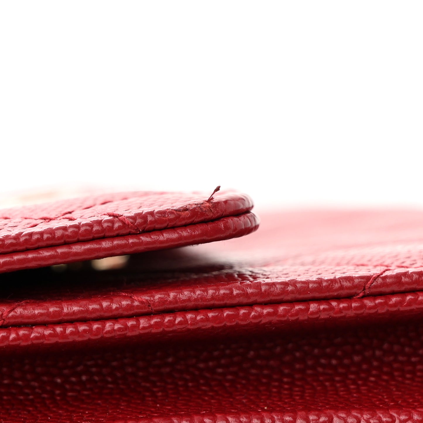 Caviar Quilted Square Wallet On Chain WOC Dark Red