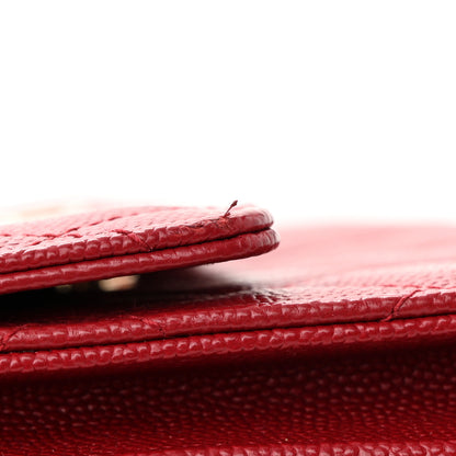Chanel Caviar Quilted Square Wallet On Chain WOC Dark Red 15 of 17