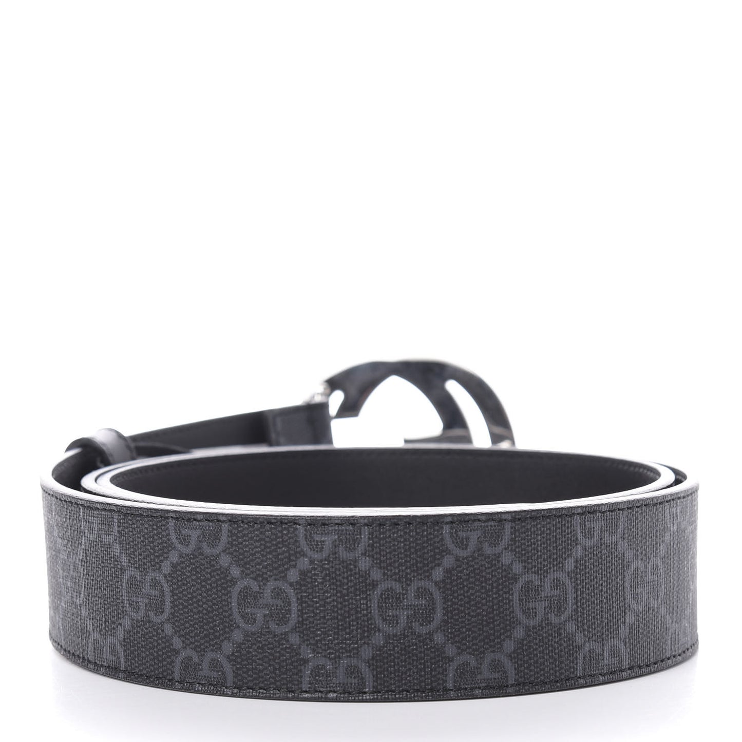 GG Supreme Monogram Selleria Calfskin Interlocking G 40mm Belt 105 42 Black Grey
