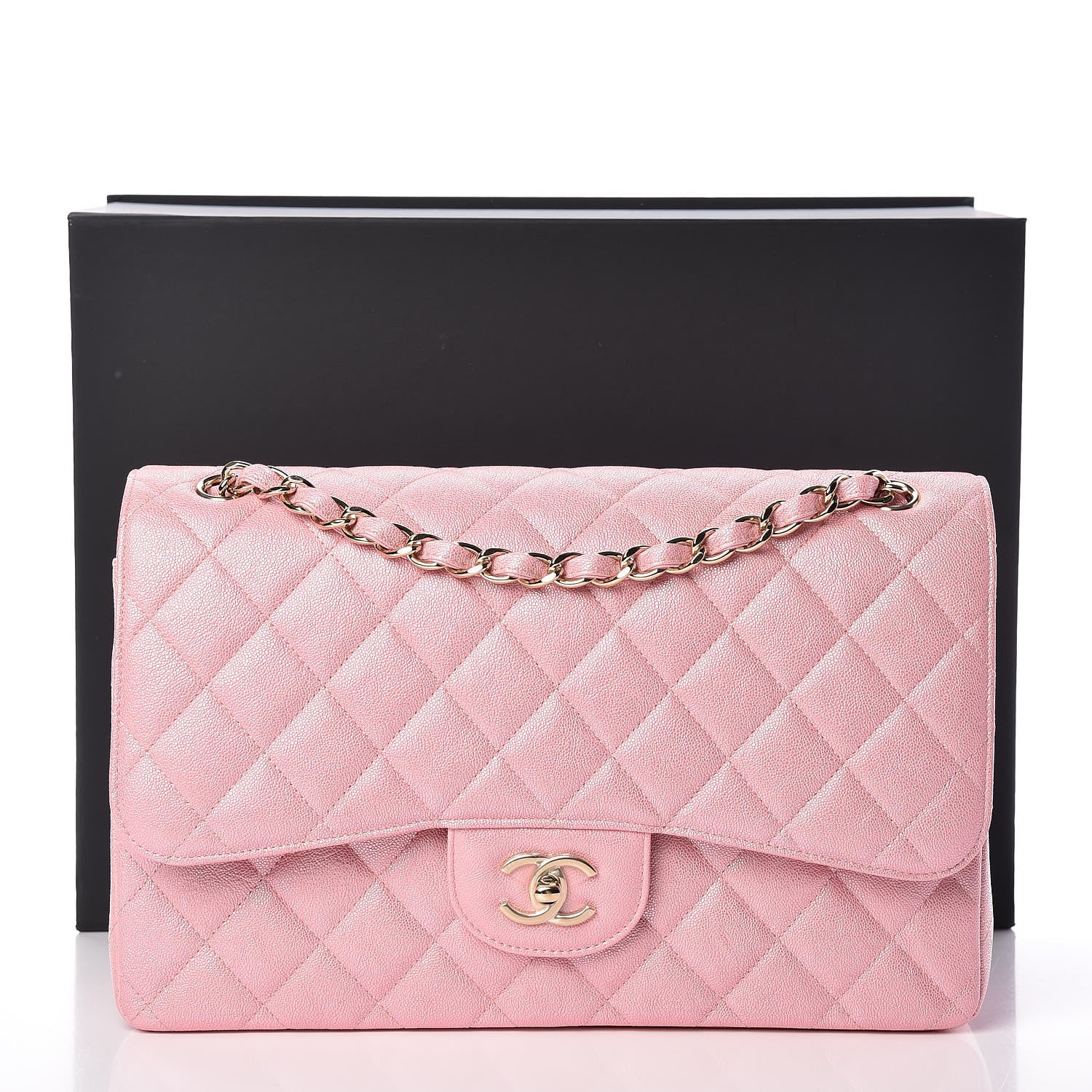 Chanel Iridescent Caviar Quilted Jumbo Double Flap Rose Pink 10 of 10