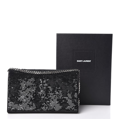 Saint Laurent Sequin Flip Monogram Chain Wallet Black 11 of 11