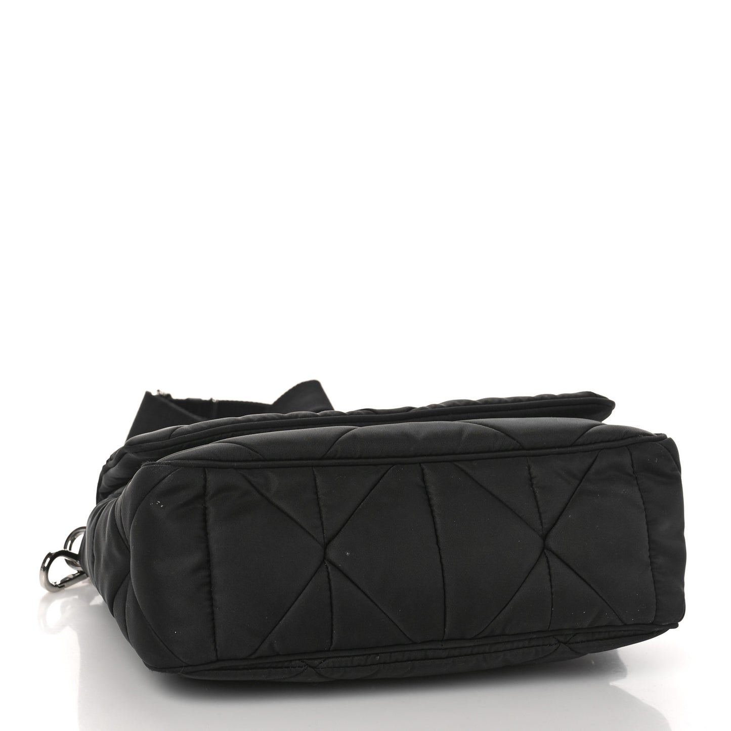 Re-Nylon Quilted Padded Flap Shoulder Bag Black