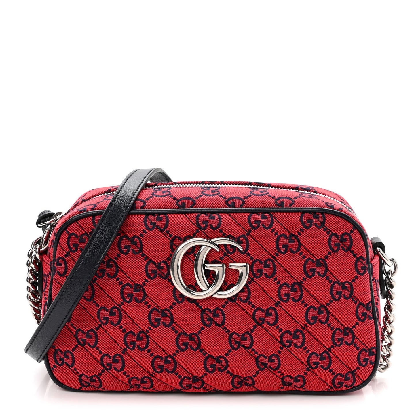Monogram Multicolor Matelasse Diagonal Small GG Marmont Chain Shoulder Bag Red Blue