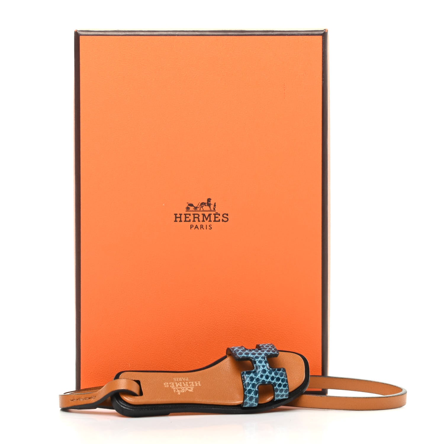 Hermes Polished Niloticus Lizard Butler Calfskin Hunter Oran Nano Bag Charm Bleu Petrole Naturel 4 of 4