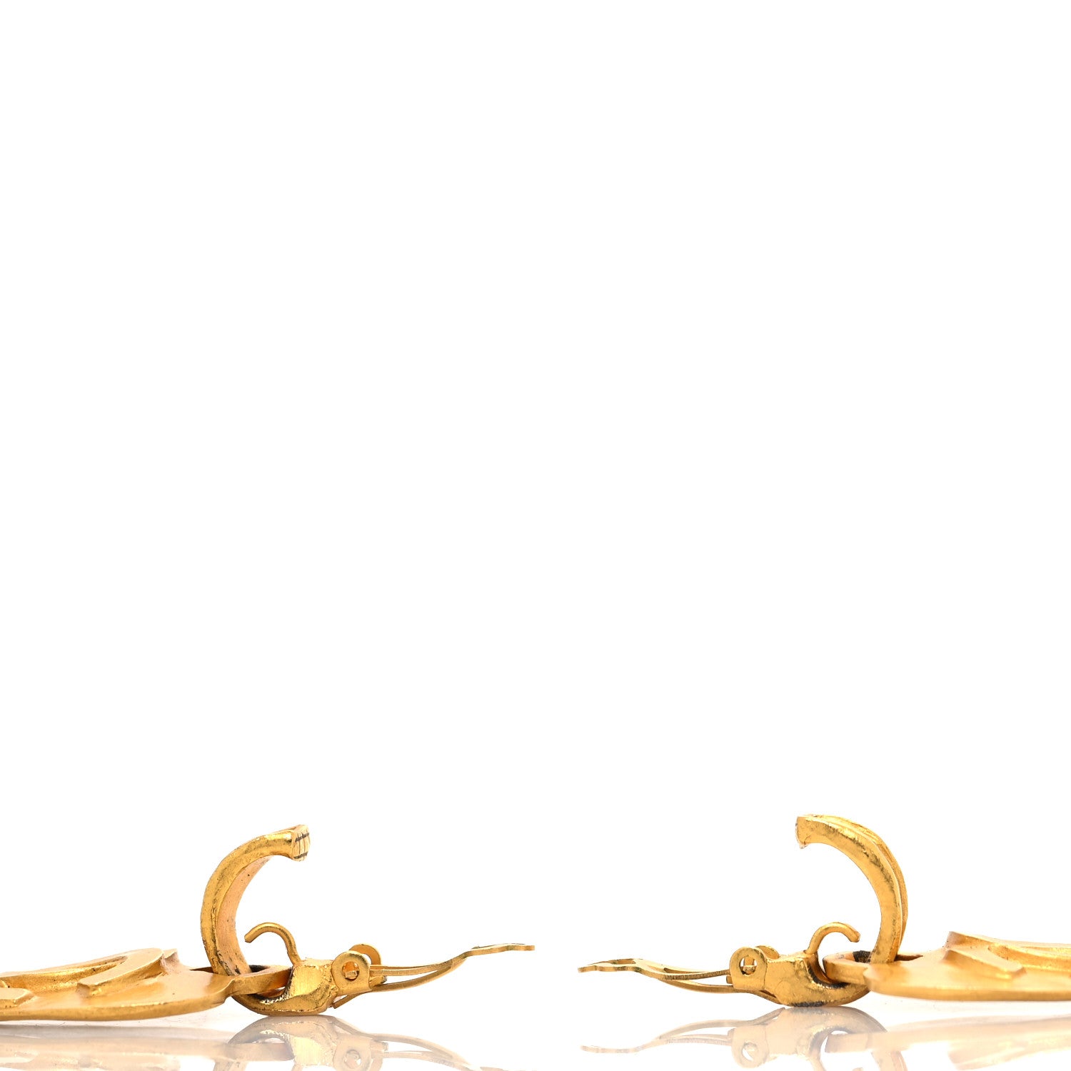 Chanel Metal CC Heart Drop Clip On Earrings Gold 3 of 4