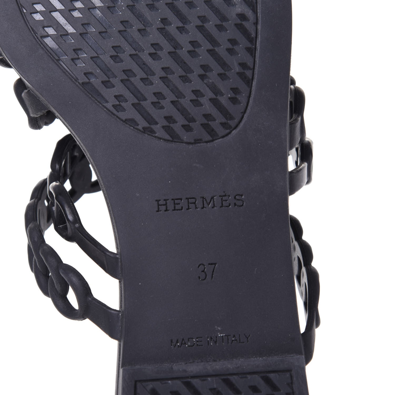 Hermes Rubber Chaine d'Ancre Nude Sandals 37 Black 8 of 10