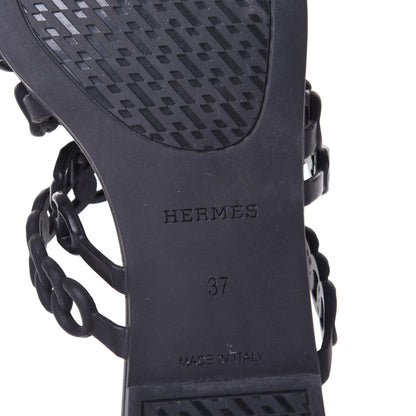 Hermes Rubber Chaine d'Ancre Nude Sandals 37 Black 8 of 10