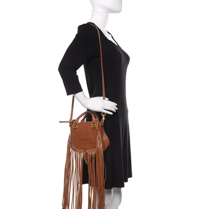 Chloe Shiny Small Grain Calfskin Mini Marcie Multi Fringe Satchel Tan 2 of 12
