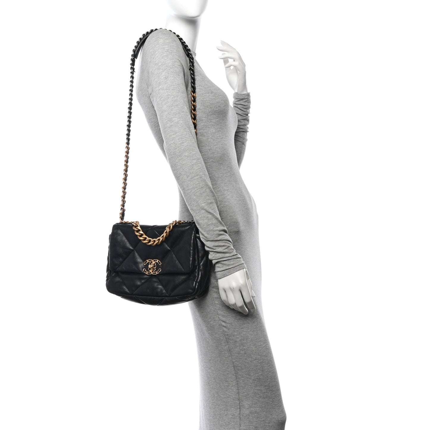 Goatskin Quilted Medium Chanel 19 Flap Black