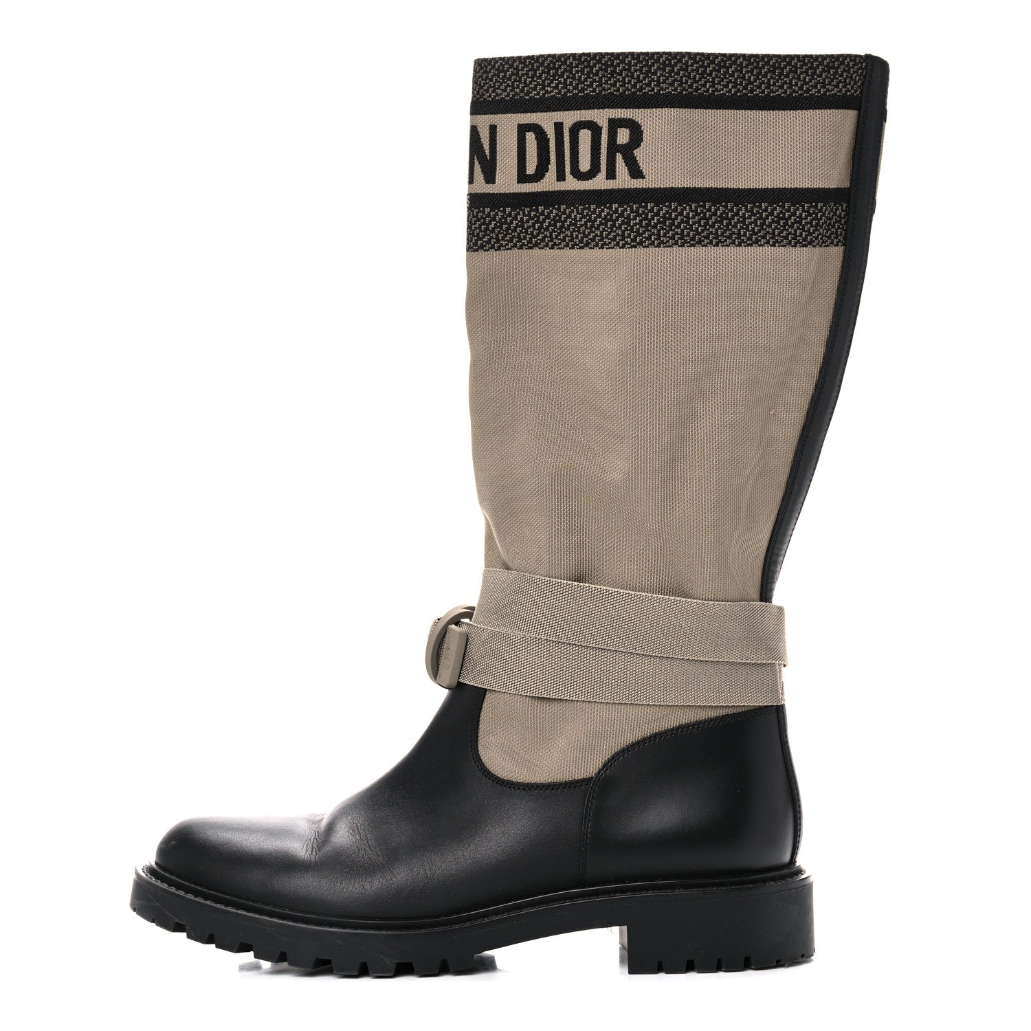 Christian Dior Technical Fabric Calfskin D-Major Boots 41 Taupe Black 1 of 19