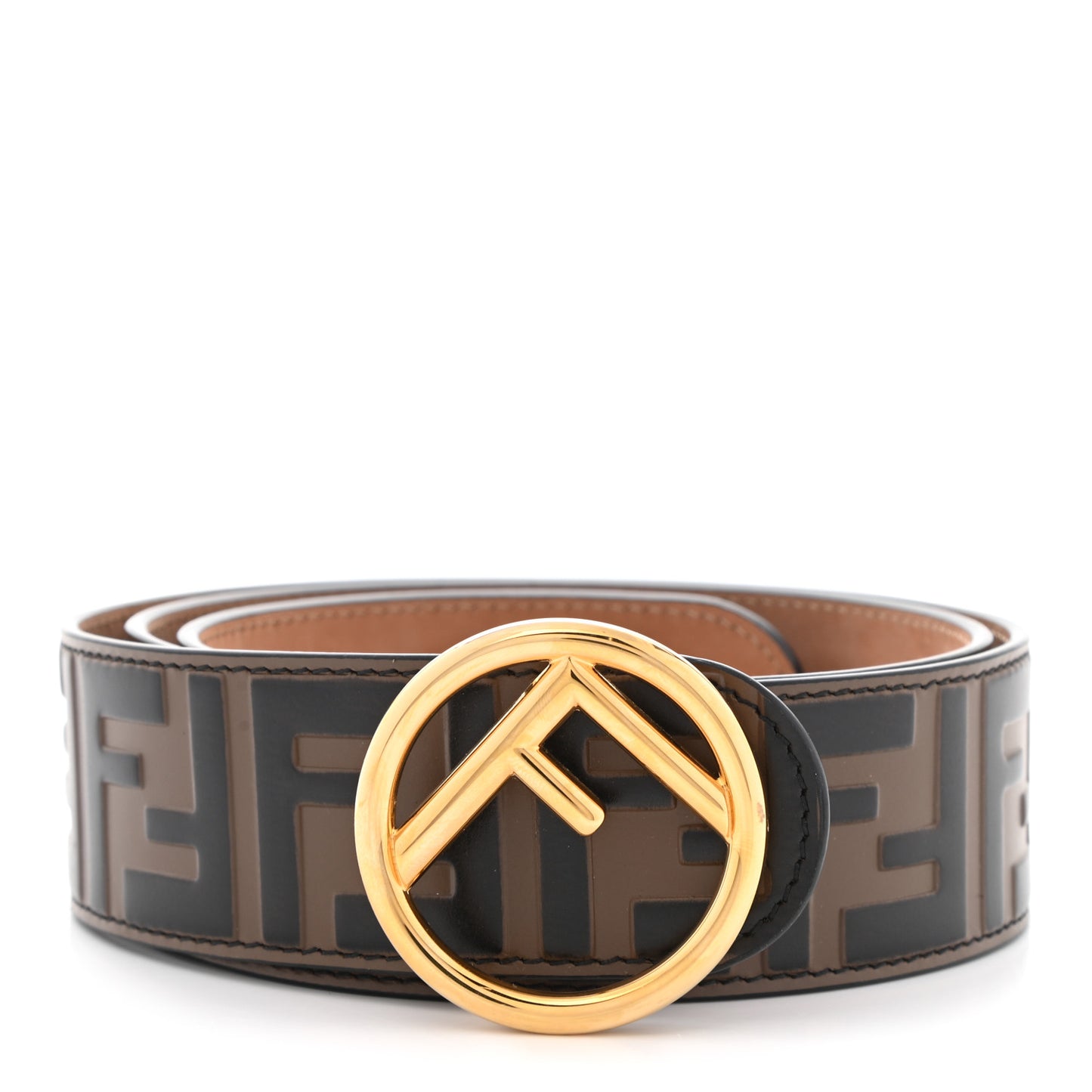 Vitello F is Fendi Bi-Color FF 1974 Embossed Belt 90 36 Maya Black