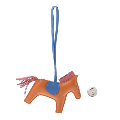 Hermes Milo Lambskin Grigri Rodeo Horse Bag Charm MM Orange Bleu Zanzibar Rose Azalee 2 of 5