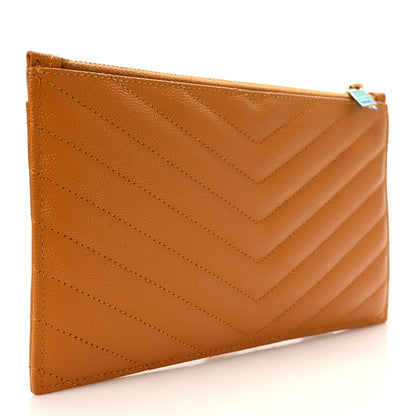 Saint Laurent Grain De Poudre Chevron Monogram Bill Pouch Senape Yellow 3 of 6