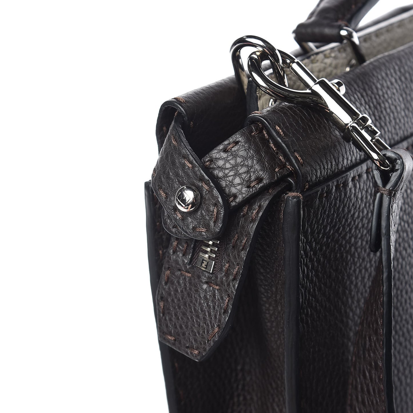 Calfskin Romano Selleria Large Peekaboo Iconic Fit Satchel Brown Milk Multicolor