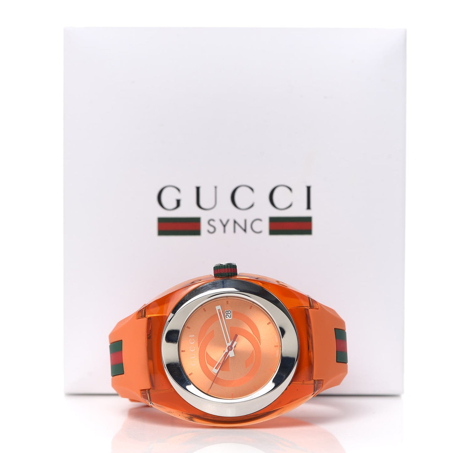 Stainless Steel Rubber 46mm Sync Web Quartz Watch Orange