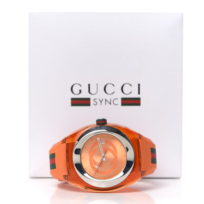 Gucci Stainless Steel Rubber 46mm Sync Web Quartz Watch Orange 5 of 5