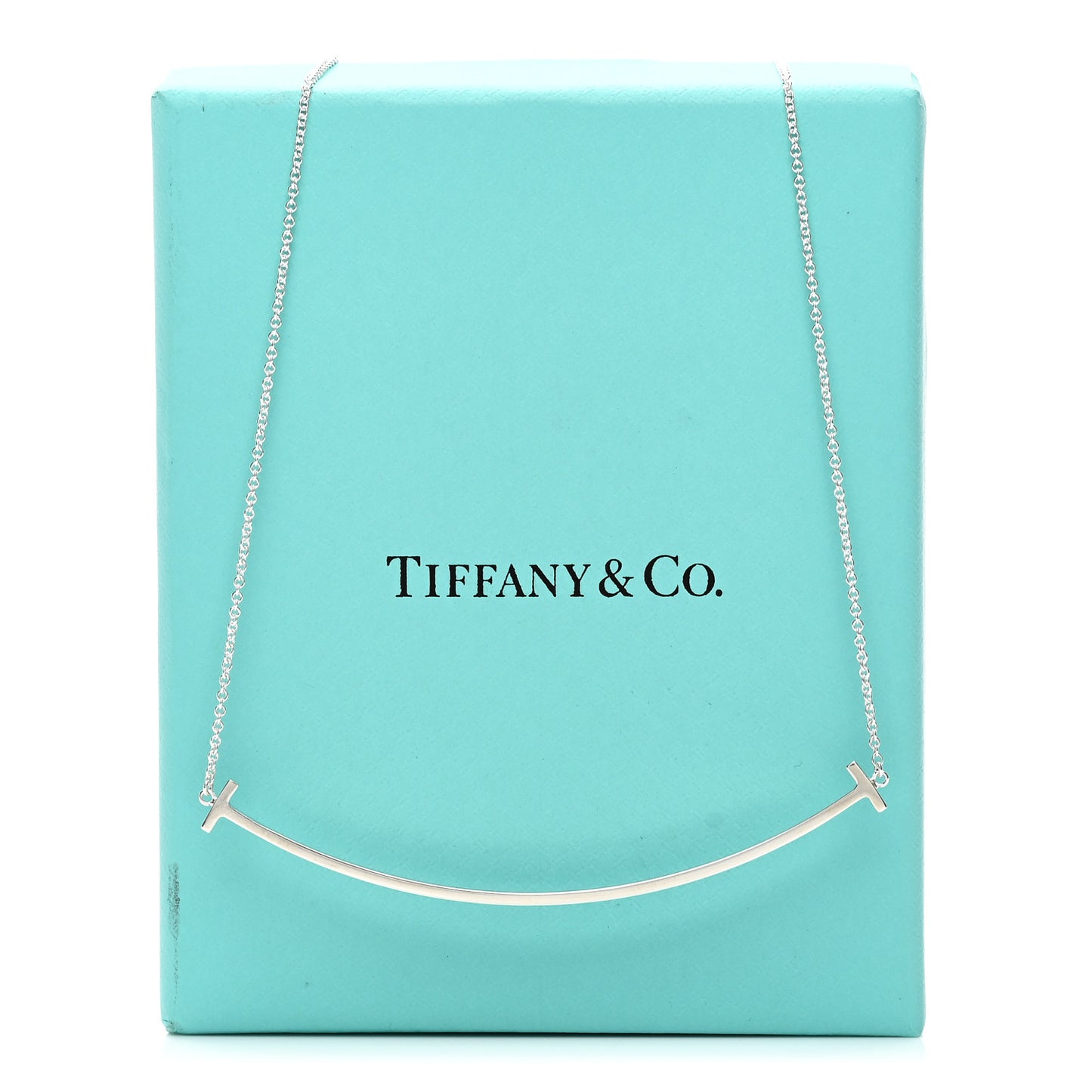 Sterling Silver Large T Smile Pendant Necklace