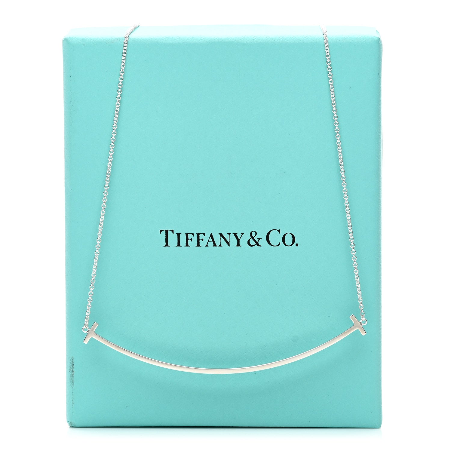 Tiffany Sterling Silver Large T Smile Pendant Necklace 5 of 5