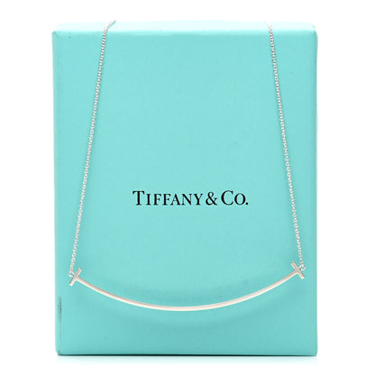 Tiffany Sterling Silver Large T Smile Pendant Necklace 5 of 5