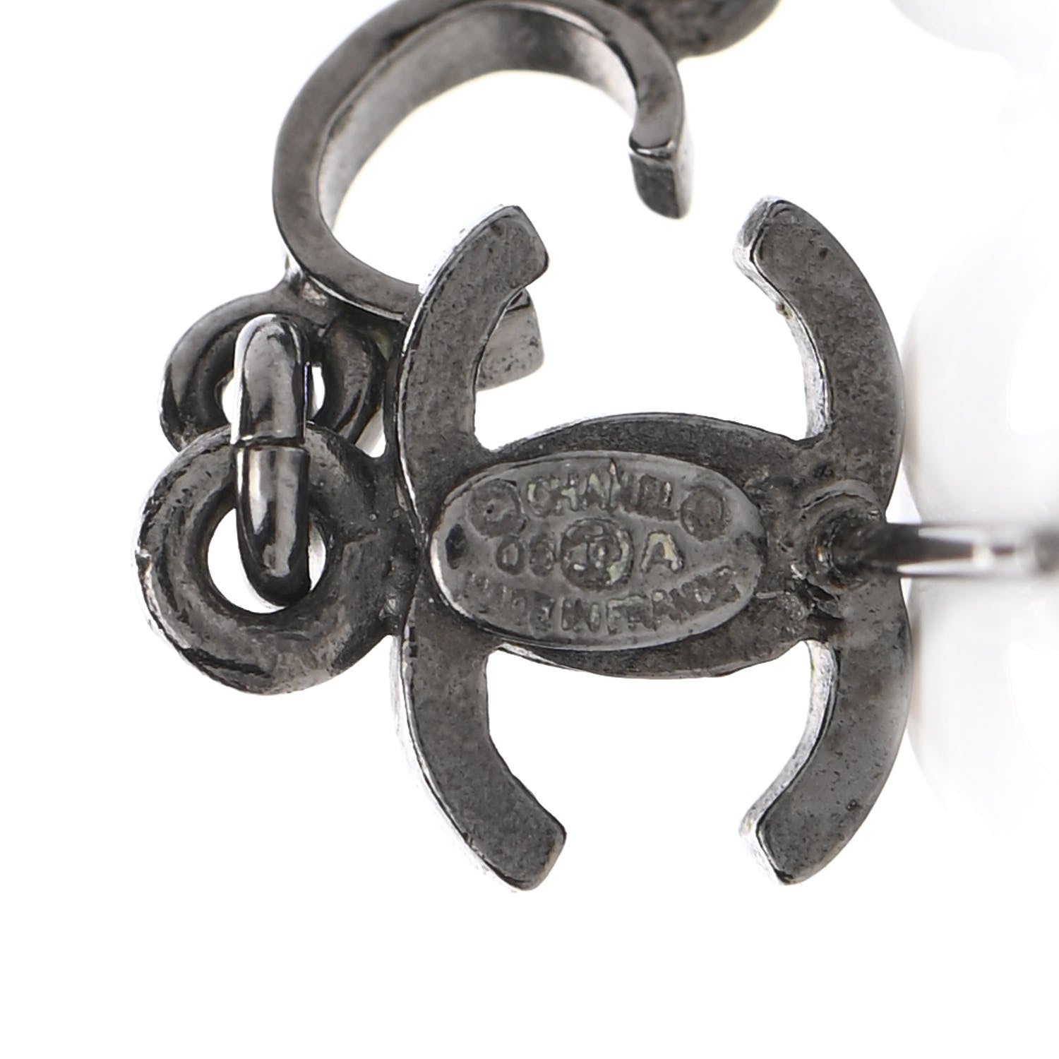 Chanel Ruthenium Bead CC Logo Dangle Earrings 4 of 5